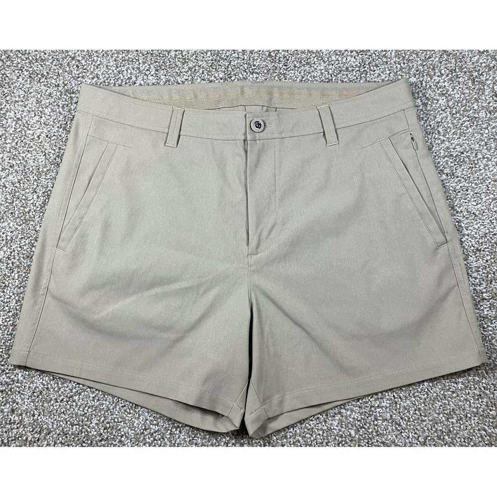 Rhone Mens Commuter Shorts Size 35 Khaki Tan 5 Inch Inseam 102304 Stretch Tech
